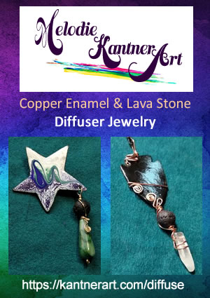 Copper Enamel Art and Lava Stone Essential Oil Diffuser Jewelry